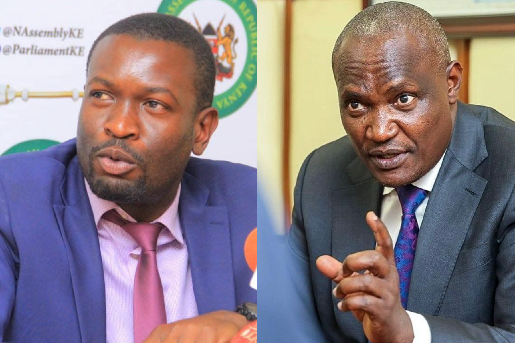 Photocollage of Edwin Sifuna and CS John Mbadi.